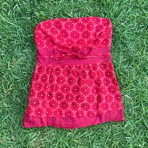 strapless summer red tube top
